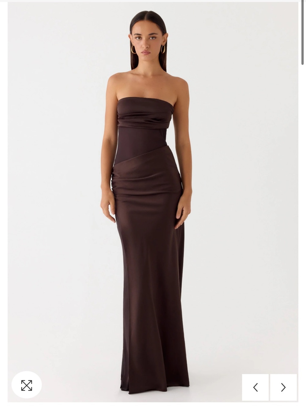 Peppermayo Strapless Chocolate Brown Maxi Gown